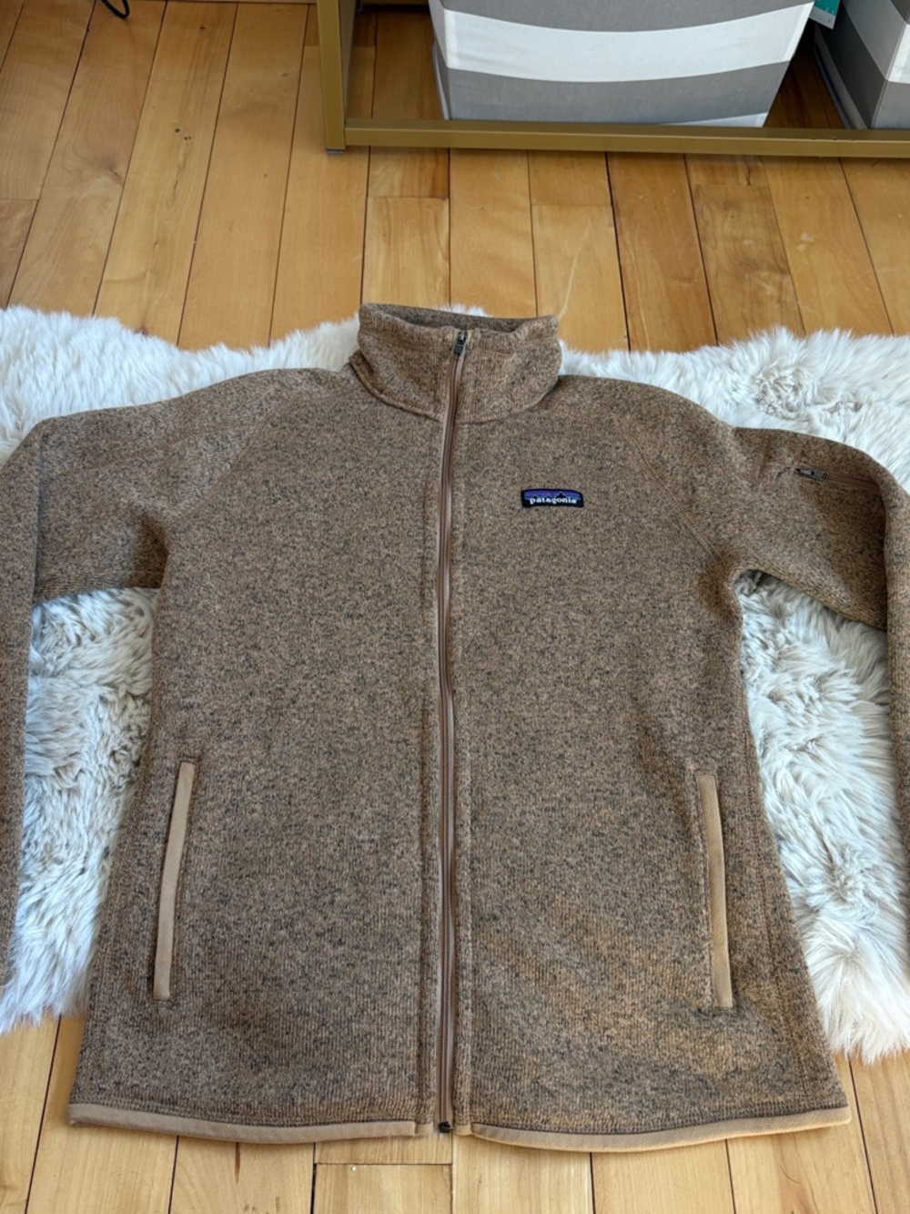 Patagonia Kids Tan Brown Full-Zip Fleece Jacket